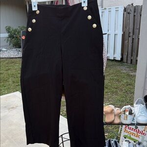 Chico's Black Cropped Pants with Gold Buttons